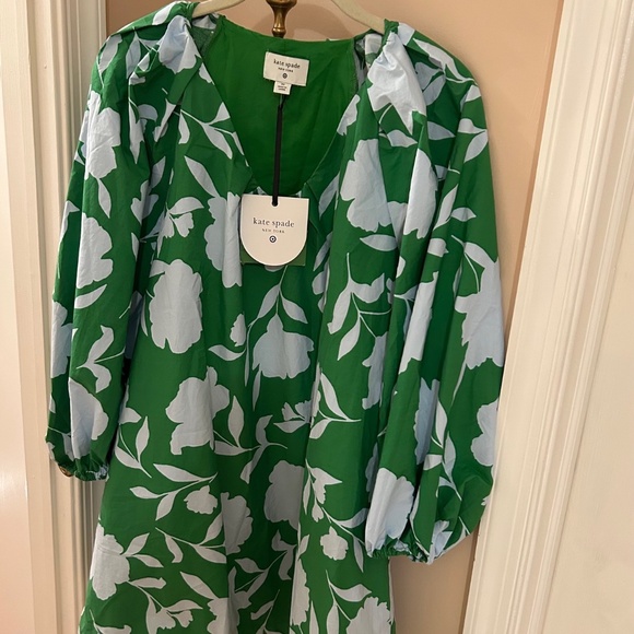 Kate Spade Green and White Floral Mini Dress - Picture 3 of 8